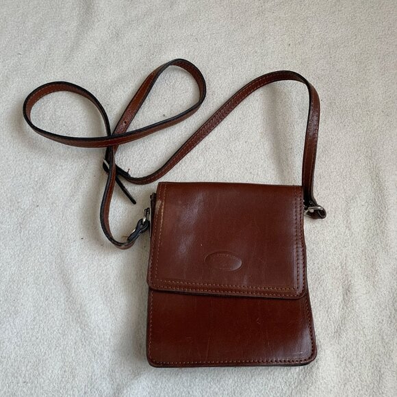 L 'artigiano Italian Leather Crossbody Bag Brown Small - Picture 1 of 12